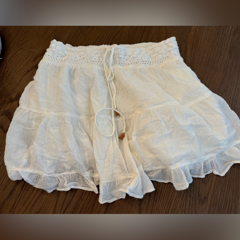 Free people cream crochet waisted skirt sz large